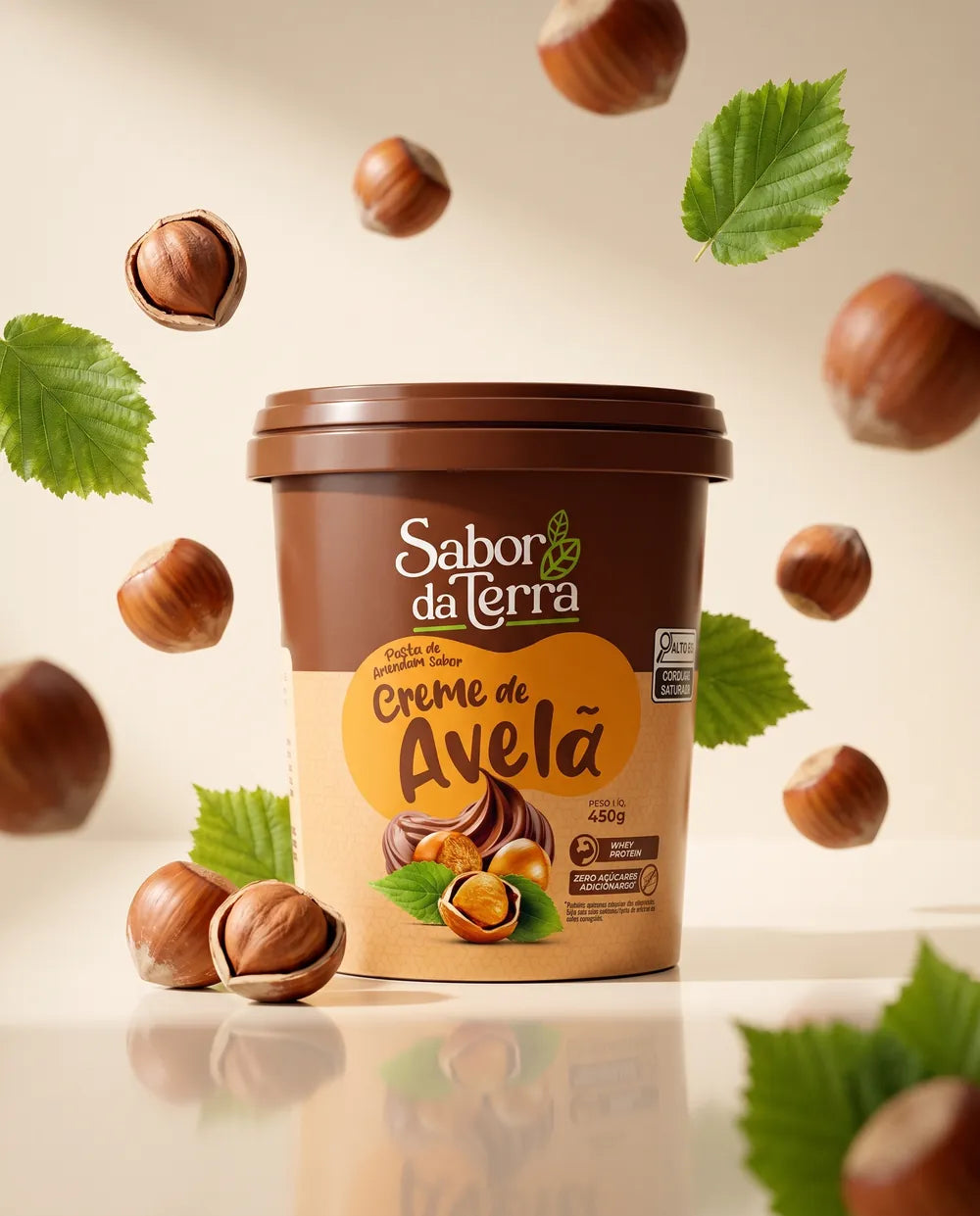 Pasta de Amendoim Creme de Avelã com Whey Sabor da Terra 450g com avelãs